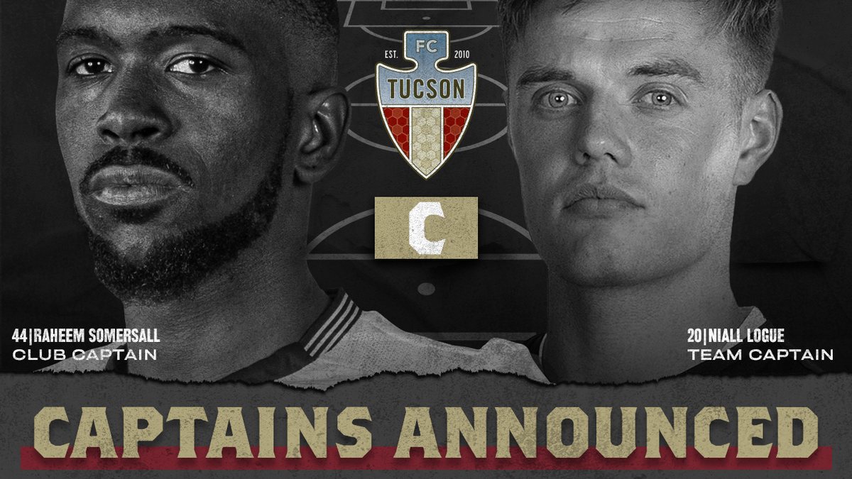FCTucson's tweet photo. Leading the Men in Black for the 2020 @USLLeagueOne season, our captains π£οΈπ£οΈ @NiallLogue_20 and Raheem Somersall
#FuerzaTucson #TeamCaptains #4daystogo #topofthetable2020
Season opener - 7/25 | 4pm PST | ESPN+ | at @FTLauderdaleCF https://t.co/KPOpRgafcl