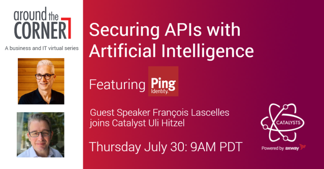 mmmorganax's tweet photo. Join us on July 30 for a conversation with Francois Lascelles, from Ping Identity. As Ping’s Field CTO, Francois’ work is focused on leveraging big data and AI to strengthen API security. He and Axway Catalyst Uli Hitzel will share their insights on APIs. https://t.co/zNCYIOohK8 https://t.co/wUsmaLicQS