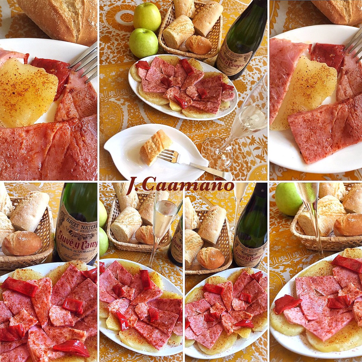 J_Caamano's tweet photo. Hoy de cocinillas #LacónCocido de @carnicaslabrana con #patatascocidas #AceitedeOlivaVIRGENEXTRA #LaNiñaDeMisOjos , #Pimenton y #PimientosDelPiquillo asados al ajillo.
Este sabroso y sencillo plato había que regarlo rompiendo cánones con  @juveycamps  #BrutNatureReserva https://t.co/sL6YOiYOZd