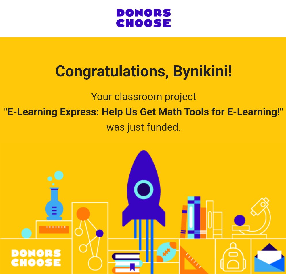 MsBFrazier's tweet photo. Great News! Our project is fully funded! Thank you to all who donated!
@AnnLPGA @SCCPSS 
@craignewmark @StanLevenson https://t.co/yqfD6ds4Xg