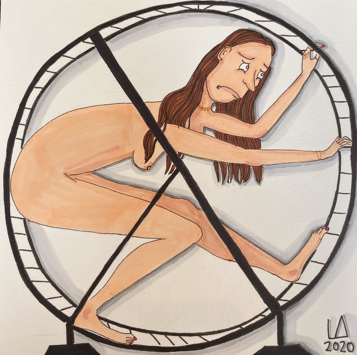laurnalexander's tweet photo. 53/100. Does anyone else feel like we are on a hamster wheel? Wake up work sleep repeat. 

#illustration #illustrationart #Illustrator #copicmarkers #copic #art #artistsontwitter #drawing #dailydrawing https://t.co/ahFV0bkwGG