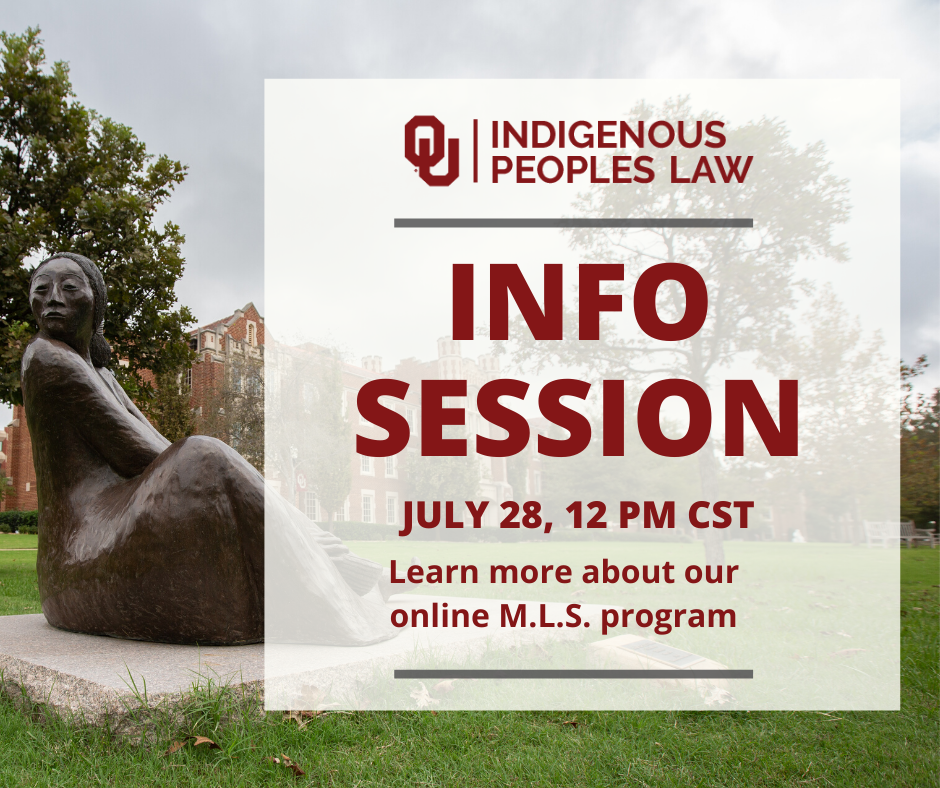 Interested in learning about our online Master of Legal Studies in Indigenous Peoples Law program? We're hosting a webinar on Tuesday, July 28 at 12 p.m. CST. 

Sign up here: bit.ly/30BImb0