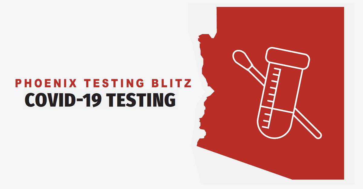 Free COVID-19 testing at 2 locations in Phoenix 6am – 2pm daily through July 28:

South Mountain Park 10919 S. Central Ave
Maryvale High School 3415 N 59th Ave

Pre-register: doineedacovid19test.com. Bring a photo ID &amp; plenty of water. Those without an ID will NOT be turned away