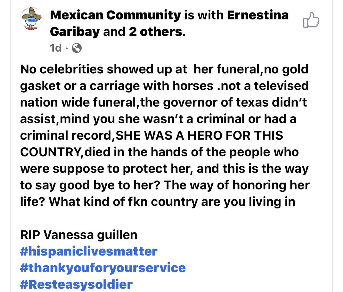 eygonzo's tweet photo. #RealTalk where are the Latino celebrities? Who stopped in to help her family? Where are the people who stand up for every race except for your own? #VanessaGullien https://t.co/DCQGVT7753
