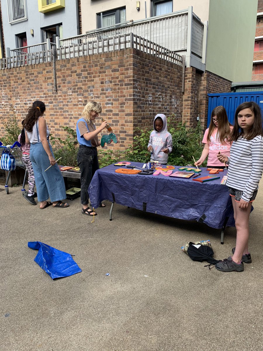 gamsyc's tweet photo. Lots going on at Morningside today. Dance, fitness, a nail bar, bii I sr’s games, jenga, tennis and finishing our new Community sign and only day 2, we’ve got another 6 weeks.@HelloSanctuary #wellstreetshopping #nudawn #hackneylabour #meghellier #community #hackneymarkets https://t.co/QExq8iCkHz