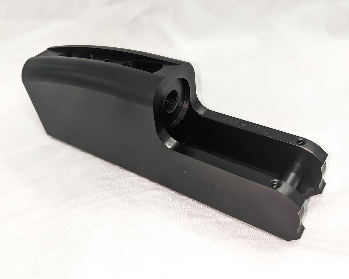 richtercoatings's tweet photo. A Silver Seitz #trapgun receiver this time with our #DLCcoating. This is our #Titankote C12 and it's so dark that it was hard for the camera with flash to pick up the Seitz in #SilverSeitz. How much more black could DLC be? To quote #NigelTufnel in #SpinalTap #nonemoreblack ⬛ https://t.co/VIWkg8EbyX