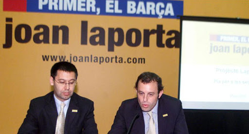 Après s’être allié lui et Bartomeu en 2003 avec Laporta pour former une candidature, élections remportées par Laporta, Rosell démissionne en 2005 avec fracas, en accusant son ami Laporta, de ne pas respecter ses engagements, de son côté, Bartomeu démissionne lui aussi.