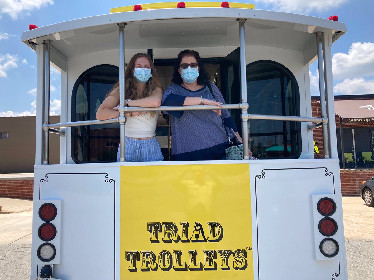 TriadECOadventr's tweet photo. Who doesn’t want to learn about the city they live in, from inside an air conditioned TROLLEY?? 😷😃 #socialseating #twincity #triadnc #triadecoadventures https://t.co/DfV61kgypl