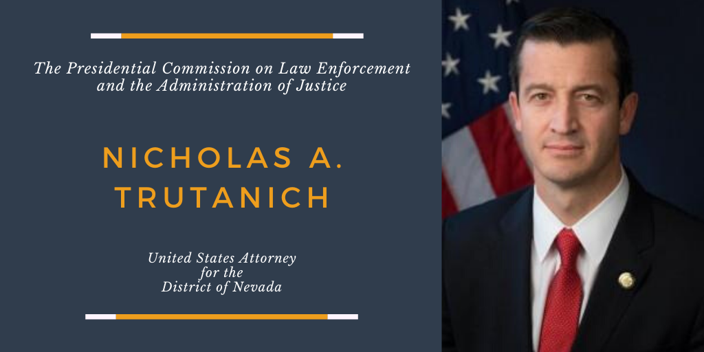 COPSOffice's tweet photo. SPOTLIGHT: U.S. Attorney Nicholas A. Trutanich told the #LECommission, "The rule of law not only serves as the foundation of our criminal justice system, but it is also the linchpin of our entire constitutional system of government." @USAO_NV #CriminalJustice https://t.co/rmnHZo4Wns