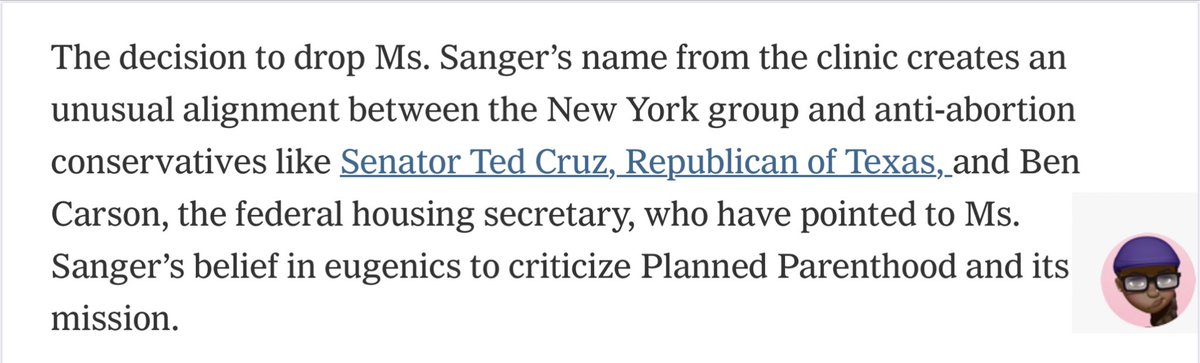 And it is a lie that the New York Times unfortunately perpetuates by claiming that PPNY’s decision to drop Sanger’s name creates an “unusual alignment” between the clinic and people like Ted Cruz and Ben Carson.  https://www.nytimes.com/2020/07/21/nyregion/planned-parenthood-margaret-sanger-eugenics.html?campaign_id=60&emc=edit_na_20200721&instance_id=0&nl=breaking-news&ref=cta&regi_id=56887872&segment_id=33960&user_id=891db0150b9c5ceb2348c3a69811774e