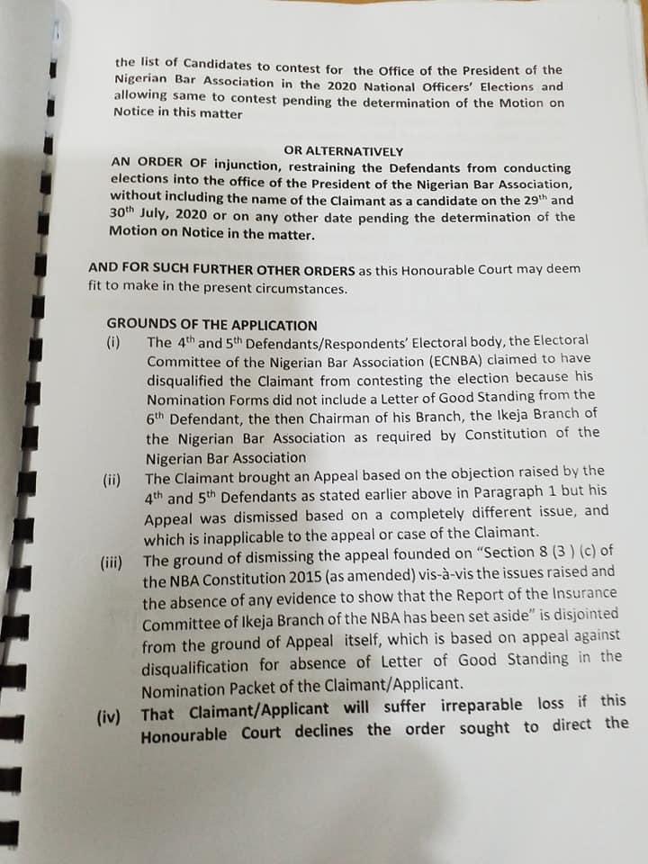 nbaradical's tweet photo. BREAKING NEWS : ADESINA OGUNLANA , CHALLENGES DISQUALIFICATION FROM NBA PRESIDENTIAL ELECTION 2020,IN COURT, ASKS FOR INJUNCTIVE RELIEFS . MATTER COMES UP ON FRIDAY 24TH JULY 2020 BEFORE HON JUSTICE OYEBANJI OF THE IKEJA HIGH COURT . @DeleFarotimi @LawyardNG @ChidiOdinkalu https://t.co/cJow1cSjN2