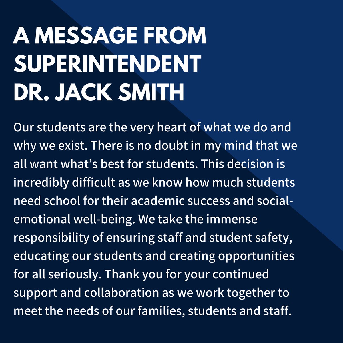 An important update from MCPS regarding first semester schooling. 

Check out the full message here: montgomeryschoolsmd.org/departments/pu…
