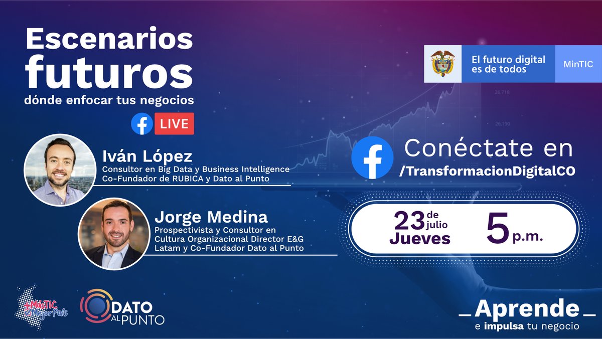 Transforma_Dig's tweet photo. Continuamos con los talleres #AprendeEImpulsa tu Negocio. Este jueves, nos acompañarán @livanks y @jorge_medinan de Dato al Punto, que hablarán sobre los escenarios postCovid y dónde se deben enfocar los negocios. Los esperamos a las 5 p.m. en ➡️ https://t.co/PskMs6vOvt https://t.co/TbpxclawmU