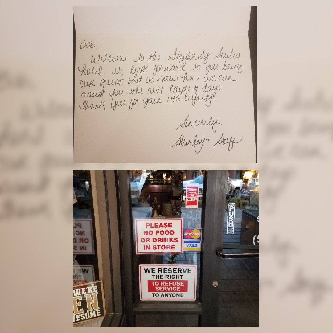 BobPacanovsky's tweet photo. Which of these two businesses would you rather visit?

Before people decide what they think of your message (brand), they decide what they think of you (your team).  How are you welcoming strangers (guests) into your business?  What practices of Hospitality do you have in place? https://t.co/KhHoIj9yiJ