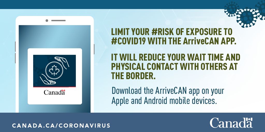 #ATTN 🚨 essential workers: you must provide mandatory information about #COVID19 for entry to Canada when asked at the border. 

Download the ArriveCAN App to submit your info quickly and securely, within 48 hours before your arrival: ow.ly/QQl550AEryM
