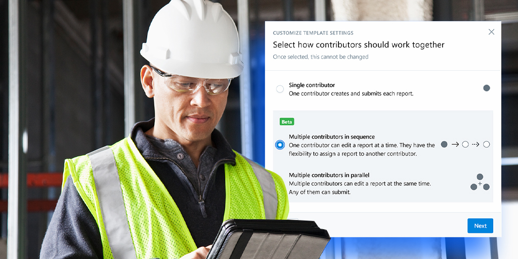 PlanGrid's tweet photo. Introducing the new sequential editing feature for PlanGrid Field Reports! Now multiple team members can edit the same draft report, one at a time with flexibility to reassign the draft to others. More: https://t.co/vgYW8e5I0L. #newfromPlanGrid #AutodeskConstructionCloud https://t.co/2kkcHGfnlR