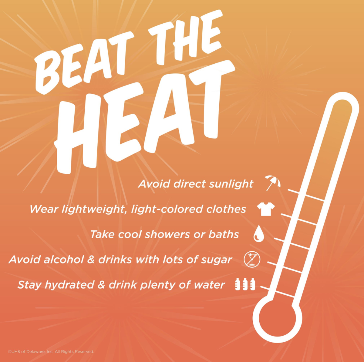 As we enter the peak of summer, it is a good time to remember to take care of ourselves as the temperatures continue to rise across the nation. Besides being uncomfortable, exposure to heat can be hazardous to your health.