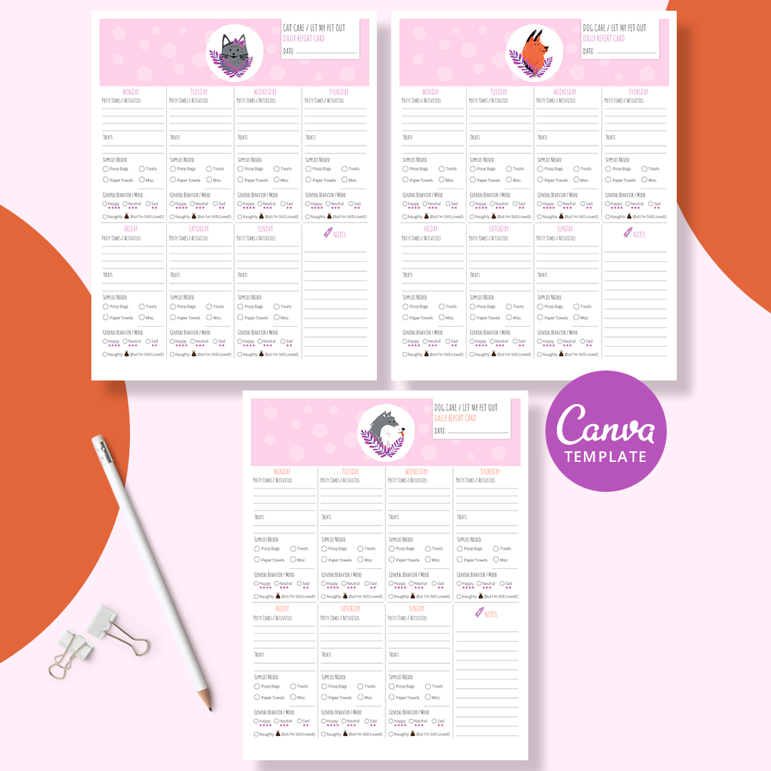 New Pet Report Card Set: 6 premade, printable, editable vibrant pet-inspired designs. 4all pet sitters, dog walkers + pet care professionals. Also 4pet parents! Fetch this Canva template today. sniffdesign.com/product/pet-ca… #thepetsbiz #dogs #petreportcard #canva #sniffdesignstudio