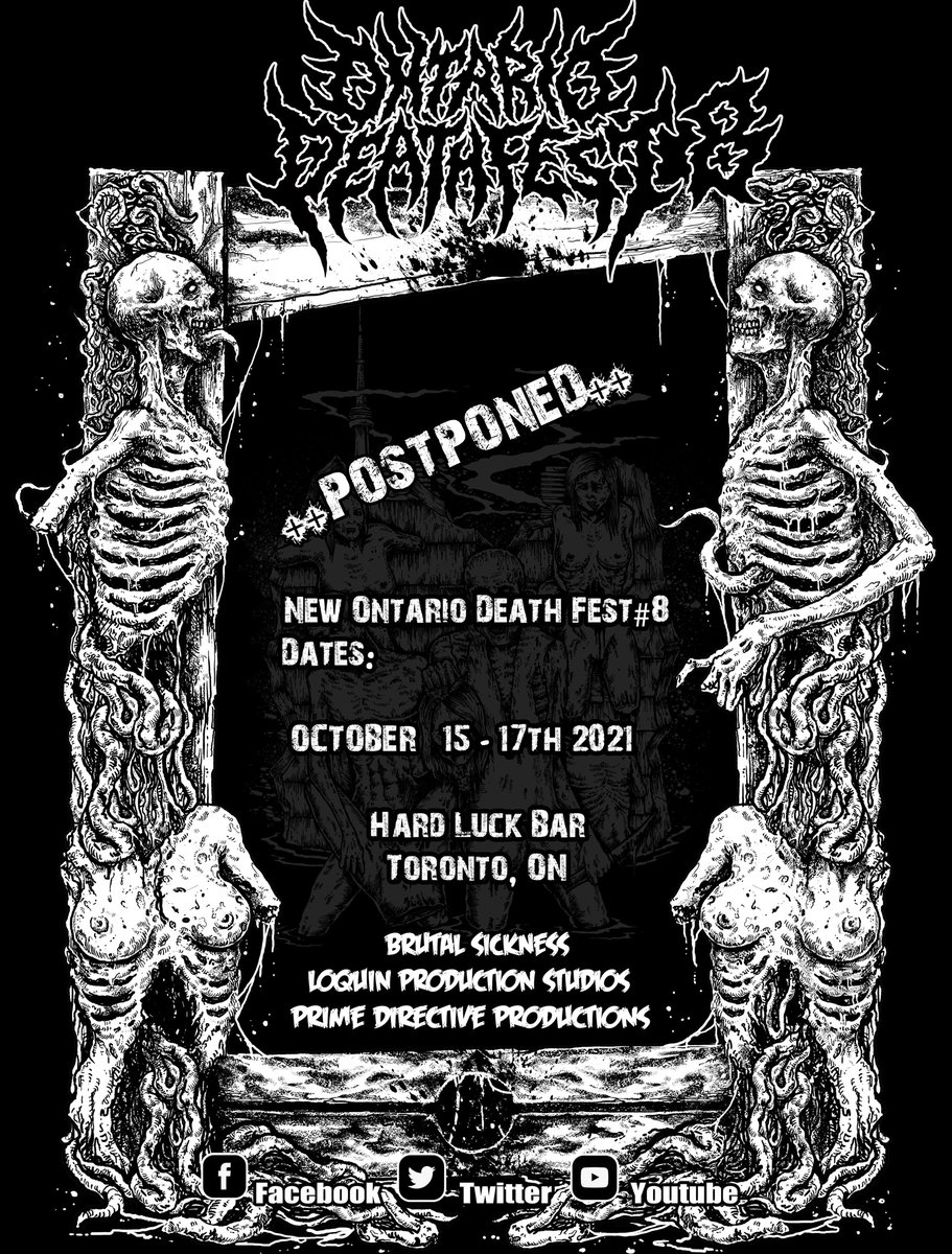 OntarioDF's tweet photo. Ontario Death Fest #8!! Mark your calendars: OCTOBER 15-17, 2021 at Hard Luck Bar. https://t.co/0bqi7Mxgik