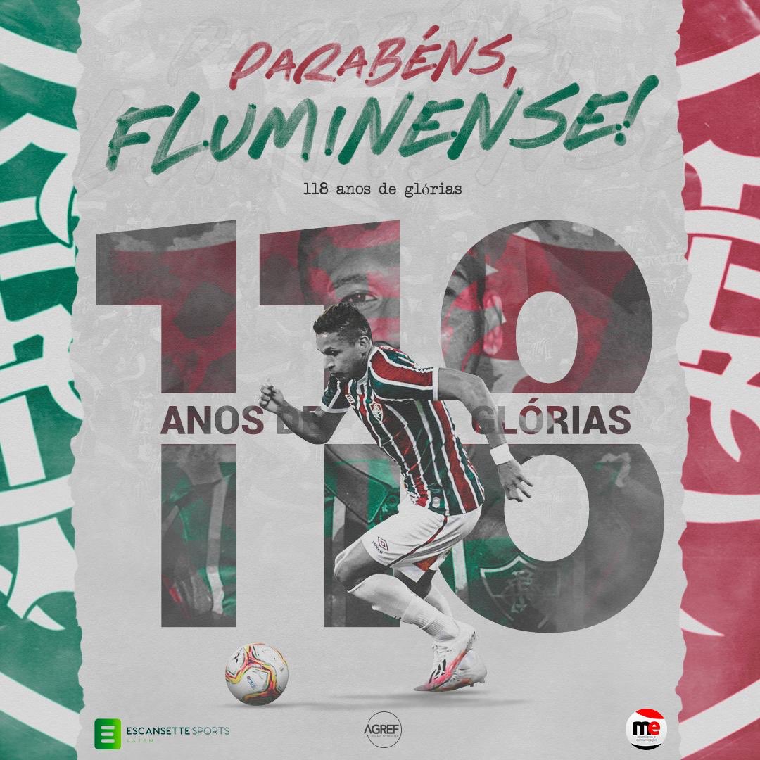 FerBujama's tweet photo. Parabéns, @FluminenseFC !  🎉 Orgulho de fazer parte desses 118 anos de história e de glórias. https://t.co/sRlnkqoUZ6