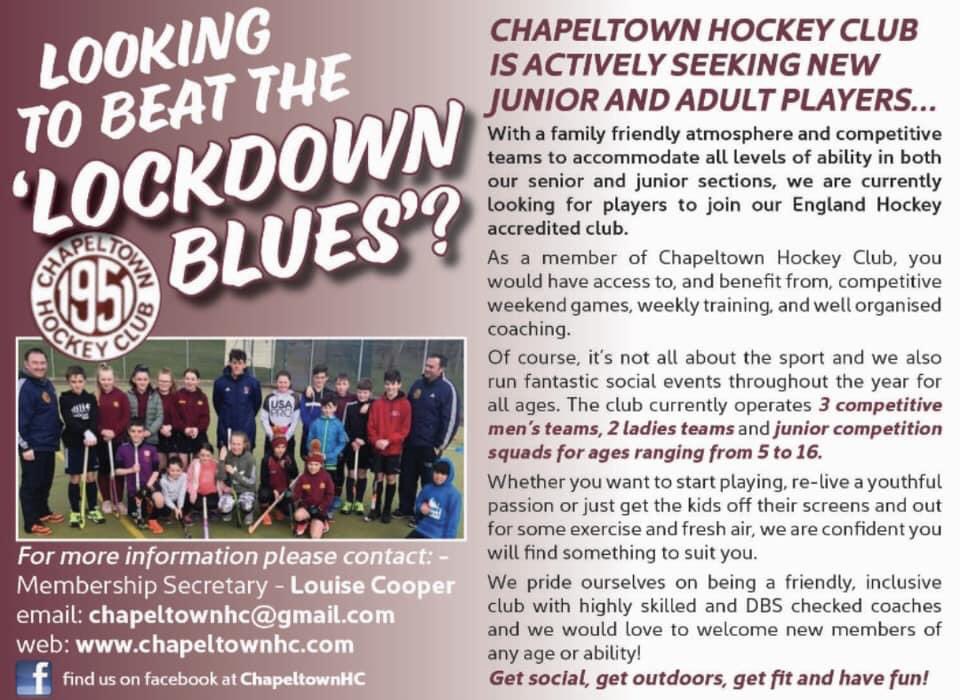 ChapeltownHC's tweet image. We’re optimistic we’ll be back in action soon. Give us a try @Sheffieldis @EnglandHockey @garyjohnsonno1 @Sport_England @YorkshireHockey @yorkshireha @YorkshireSport @EH_North