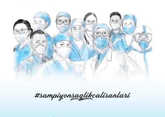 Pandemi ile mücadelede insan sağlığı için unutulmayacak bir kahramanlık örneği gösteren tüm sağlık çalışanlarımıza minnettarız 
#sampiyonsağlıkcalısanları