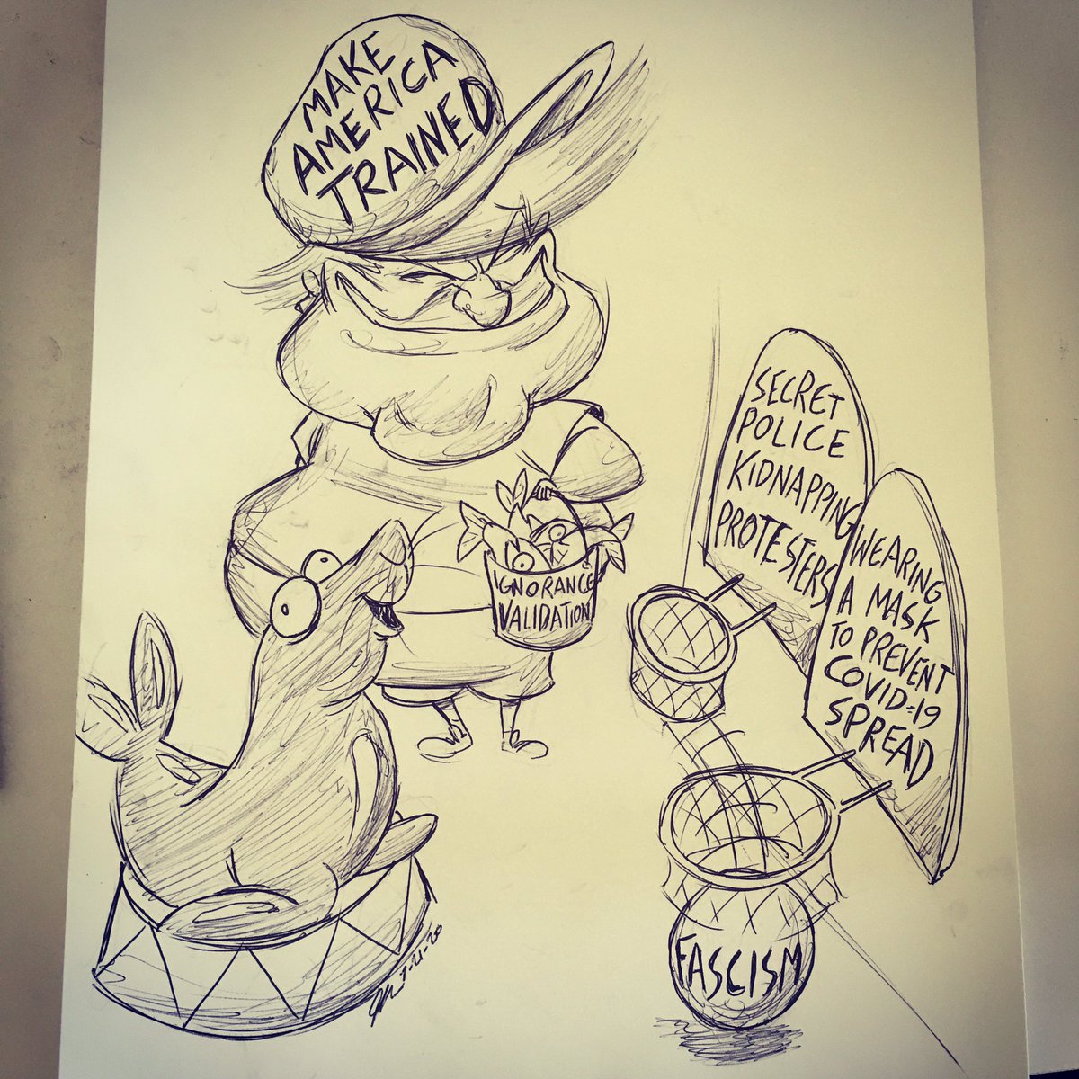 beenbettercomic's tweet photo. Hey @realDonaldTrump @POTUS your fascist fetish inspired this weekโs #trumpdoodletuesday.
#resist #DonaldTrump #notmypresident #maga #ResistTheMask #FascistTrump https://t.co/Lo6hBcnugz
