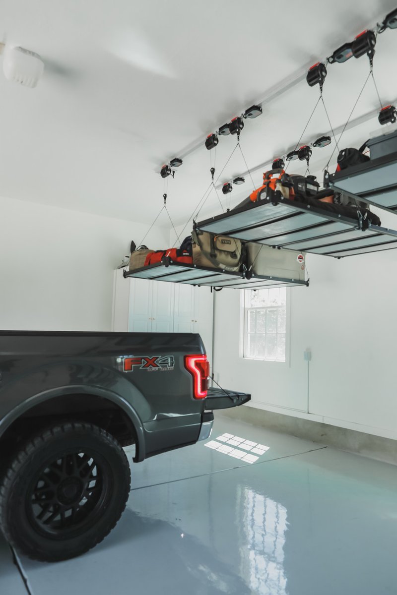 GarageSmartcom's tweet photo. Check out the power of the Platform Lifter: store all your gear up and out of the way and lower it into your vehicle to get on the road in a snap.⁠ https://t.co/tvDdyN0uOW