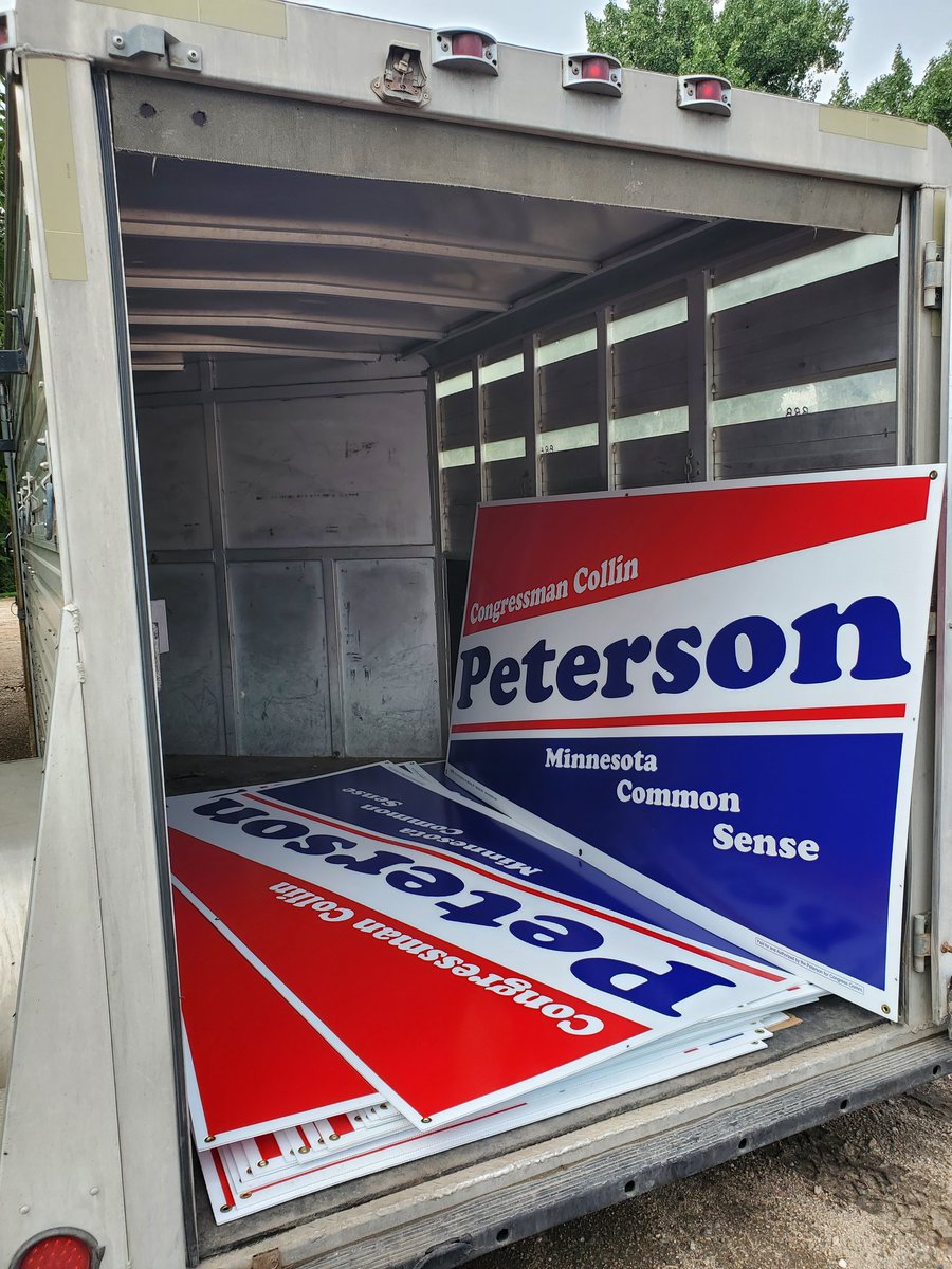 CurtisJKnutson's tweet photo. I have hauled a lot of very valuble things in this horse trailer. From expensive horses to pallets of beet seed. But this is the most valuable thing I have ever hauled for my Farm. Congressman Collin Peterson is a true Champion for the 7th District. https://t.co/b3h7fHEL24
