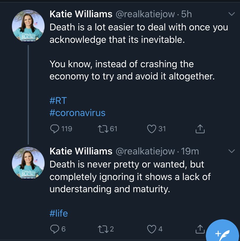 To finish up (but if you dig through  @realkatiejow tweets you'll find plenty more) Ms. Williams thinks the economy is more important that 1% of our children's lives. This woman shouldn't be anywhere near the decision making for children.