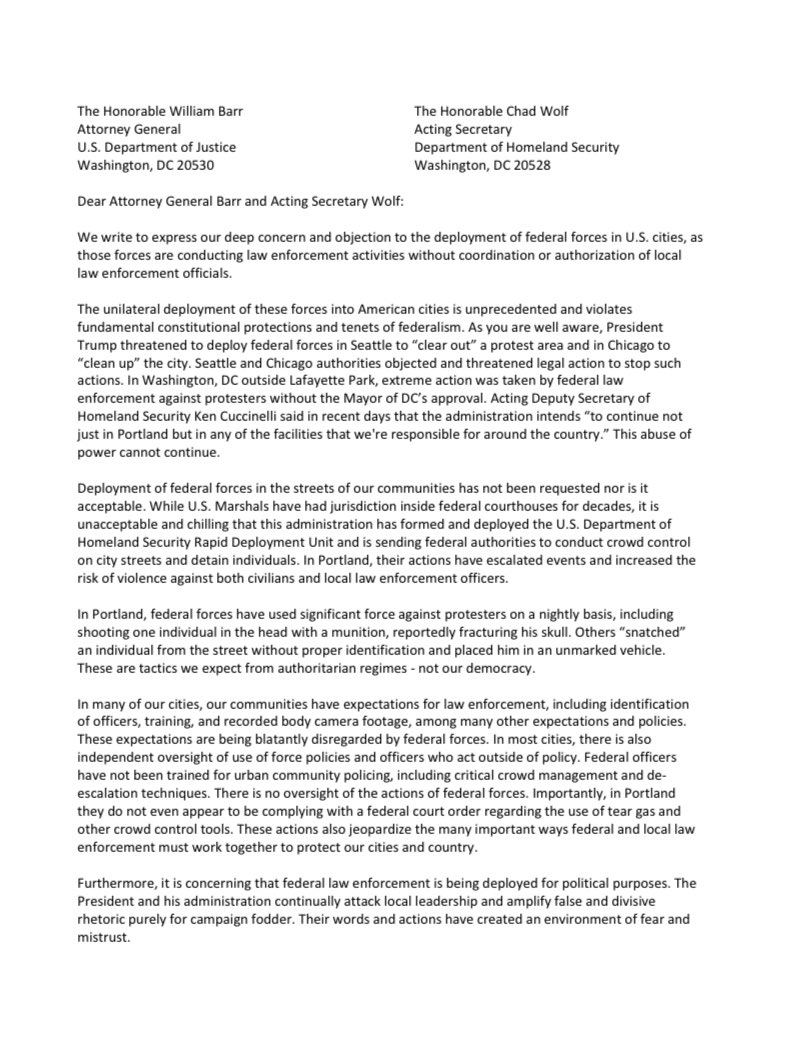 MayorBowser's tweet photo. All extraordinary federal law enforcement and military presence needs to be withdrawn from American cities @realDonaldTrump. https://t.co/kcdZov4FRF