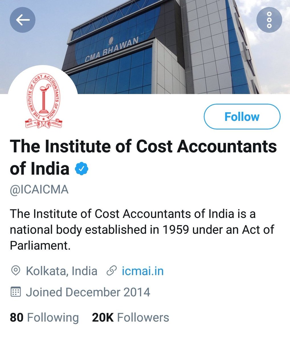 Bhasintweets's tweet photo. Congratulations @ICAICMA for reaching 20k family❣️
Many more to go🤩
@ICAICMA
@iamsanketpandit
#icaicma #cma https://t.co/14BuhMsPXE