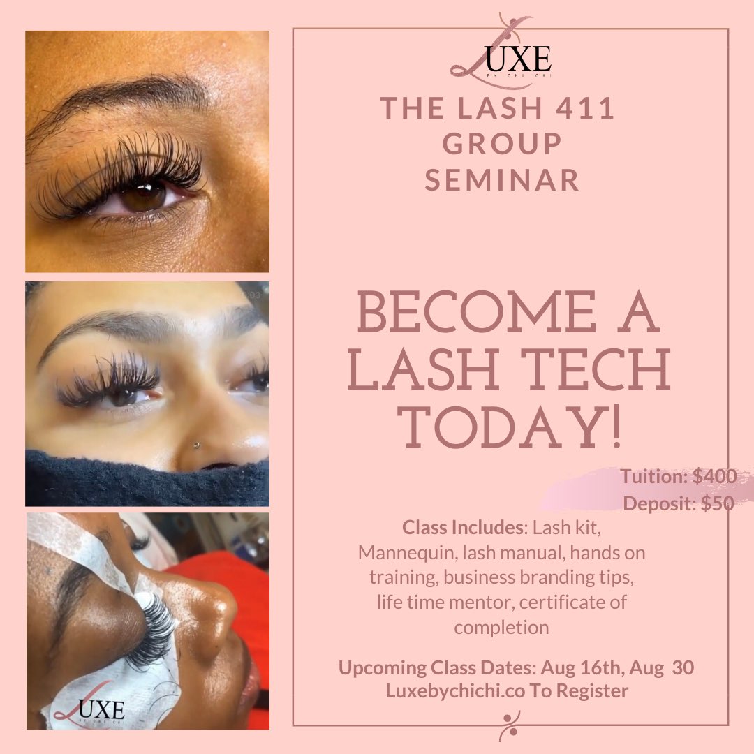 Become a lash tech today! Aug 2 is SOLD OUT Aug 16 and Aug 30 are the next available dates! Reserve your seat with your deposit of $50! Become a lash tech and love what you do! 
#dmvlashes #pglashes #dmvlashclass #dclashes #dmvminklashes