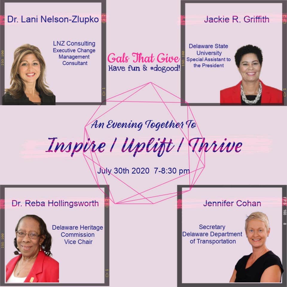MichelleGarey's tweet photo. Join us for the virtual Gals That Give where guest speakers, Wise Women Voices in our community, will share stories on how to Inspire | Uplift | Thrive! Reserve your virtual ticket at https://t.co/x5RbMDoX3o. All proceeds go to Food Bank of Delaware. #DoGood #gals4charity https://t.co/9YSUmx7oLT
