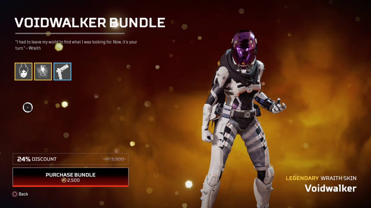 Alpha Intel The Voidwalker Bundle Will Cost 2 500 Apex Coins Down From 3 300 For The Sale The Set Also Includes A Wraith Themed Banner Frame And A Re 45 Gun Skin T Co C4yb1bs4hl