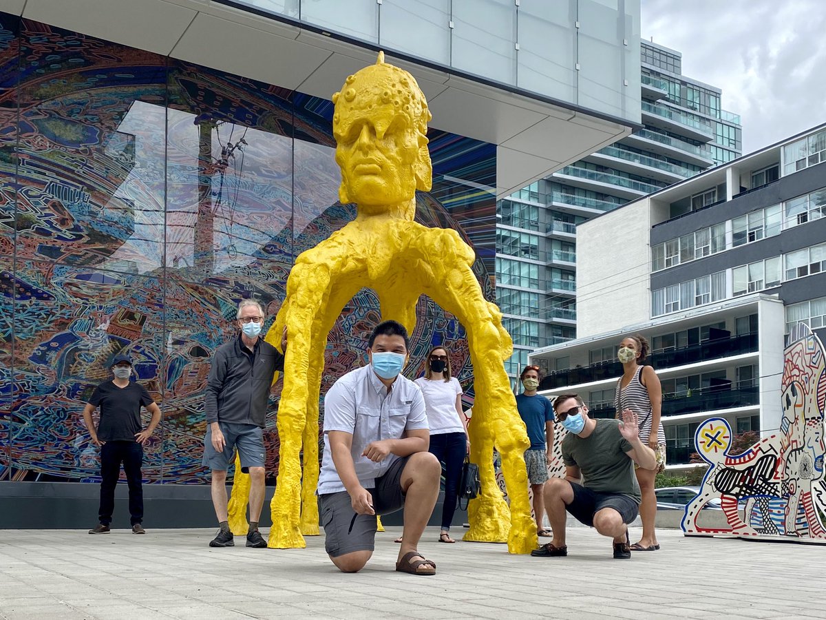 jasontsang's tweet photo. The @CityPlanTO Midtown Section community planners visit the STARGATE public art installation at 150 &amp; 155 Redpath Ave. This project, designed by Anna Passakas, Radoslaw Kudlinski and the art group Blue Republic, consists of 7 sculptures and 2 glass murals. #whatplannersdo https://t.co/Qtdj5M9mYZ