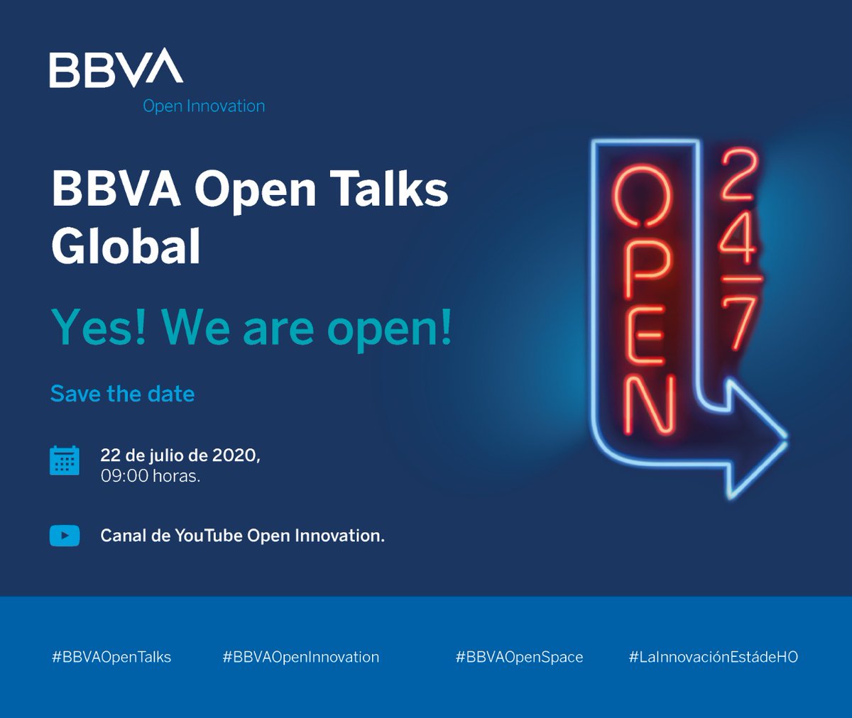 RuBmov's tweet photo. ¡Ven! No te debes perder este 22 de julio a las 9:00 am el BBVA Open Talks Global: ¡Yes, We are Open! Donde compartiremos cuáles son las claves para realizar innovación abierta con el ecosistema Fintech https://t.co/VBKnaUOoPC
#LaInnovaciónEstáDeHO #BBVAOpenTalks #BBVAOpenSpace https://t.co/DRy64Y5WpF