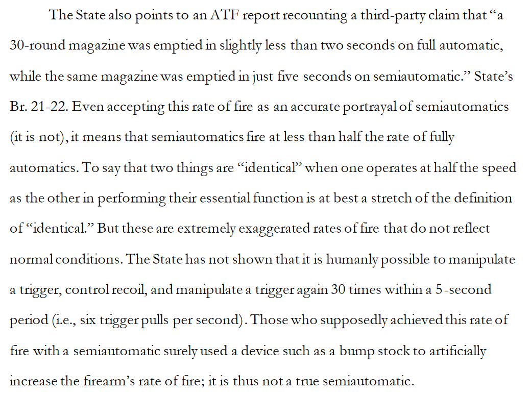 "The State has not shown that it is humanly possible to manipulate a trigger, control recoil, and manipulate a trigger again 30 times within a 5-second period (i.e., six trigger pulls per second)."