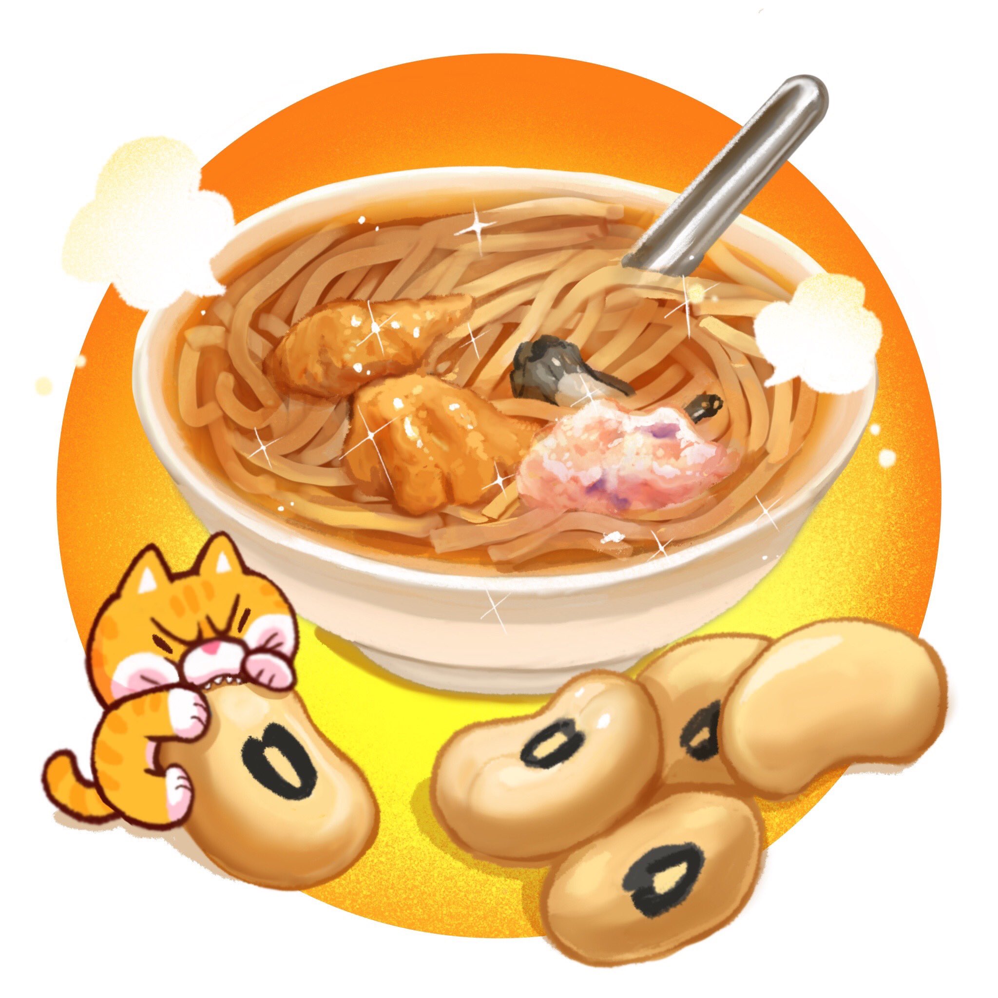 Nekoshouchu 珍しい屋台料理を日本友人に紹介しよう 黒眼豆粉で作られたそばにエビとイカ 虱目魚 サバヒー を具にして食べるグルメ 食べたら台湾上級者になるんだって 絵日記 台湾 キャラクター イラスト 食べキャラ グルメ ゆるキャラ 海外