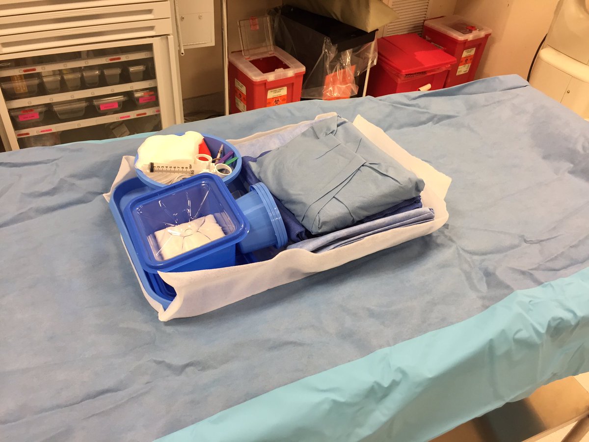 29. Tray of tools for right heart catheterization and radial arterial line placement.