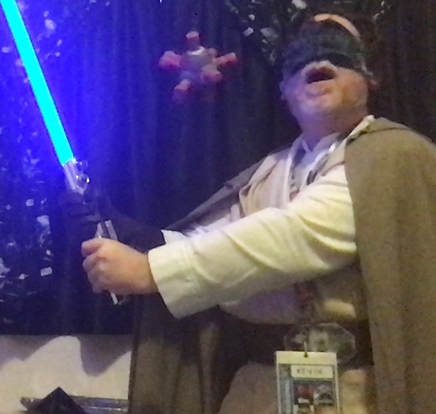 EvilGeniusEnt's tweet photo. Going maximum geek w/ @FFrontalNerd to reclaim a small slice of @Comic_Con from COVID. May the Force be with you all! #ComicConAtHomeCosplay https://t.co/hK3GN9yVgw