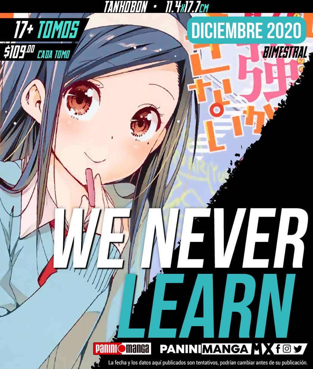 PaniniMangaMx's tweet photo. ¡We never learn llegará en diciembre a Panini México!
Sigue a Nariyuki Yuiga, que para obtener su beca universitaria tendrá que ser el tutor de varias alumnas.

Periodicidad bimestral.
Salida en diciembre.
Precio $109 https://t.co/tdmm6YvoFm