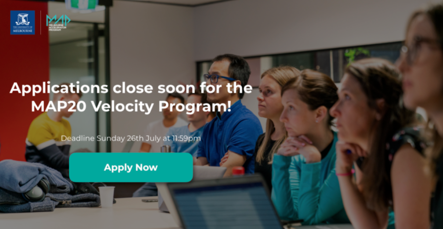 wearereachanz's tweet image. Applications are closing soon for the Velocity Program, a part-time @MAPUniMelb that helps early-stage founders pressure test their startups over 15 weeks. Learn more, or apply now via the website. bit.ly/3jhlUN4 #startupAus #mapunimelb #accelerator