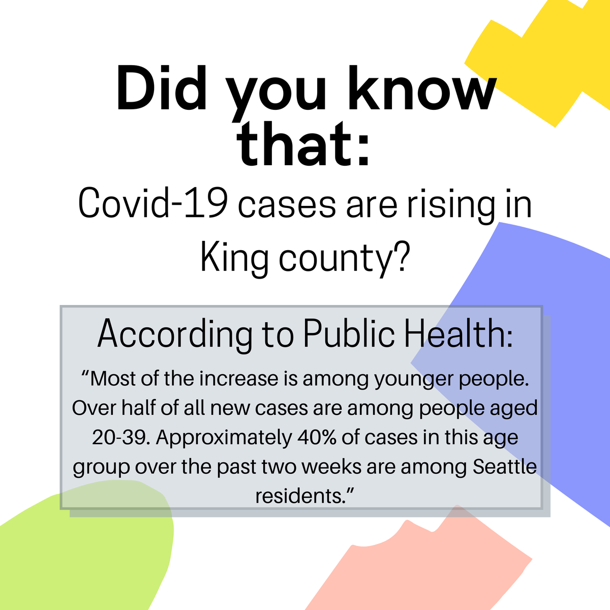 KCPubHealth's tweet photo. Case counts look like this, especially among young people: 📈

Learn why that may be, and what we can do to make them look like this: 📉

(Hint: 🧍🏾↔️🧍🏾😷🧼👏) https://t.co/ZvgQZrzDKE