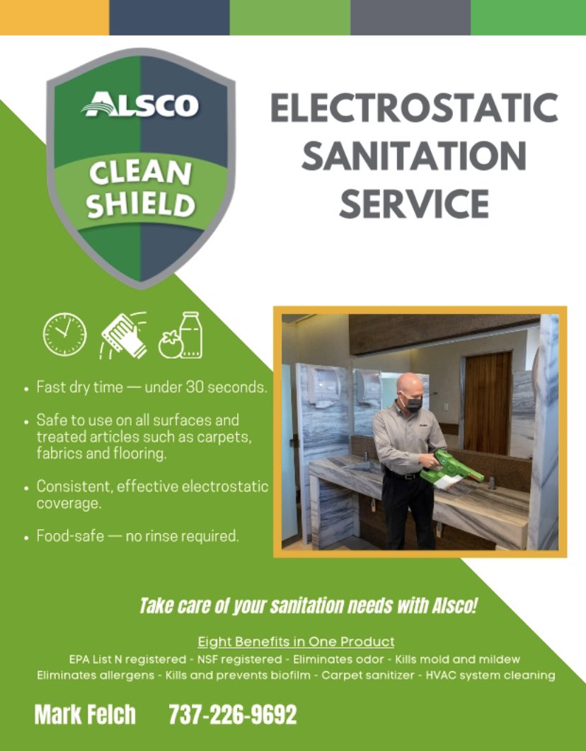 markfelch's tweet photo. Who is the face/mask of @alscoinc ....
That would be me! #CleanShield #ElectrostaticSanitation https://t.co/LDrRWdBLfj