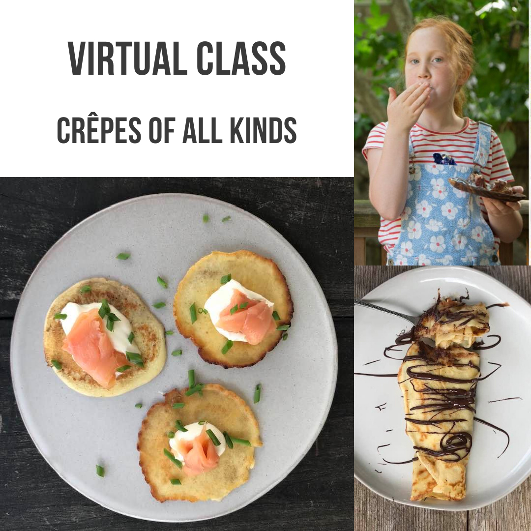 Hipcooks Virtual Cooking Class: Crepes of all Kinds. Turn milk, flour and eggs into masterpieces of the imagination! Learn to make sweet and savory style crêpes — and fill them with whatever you dream. Sunday, July 26, 11am PST, $15 . . . . #hipcooks #livesreamcookingclasses