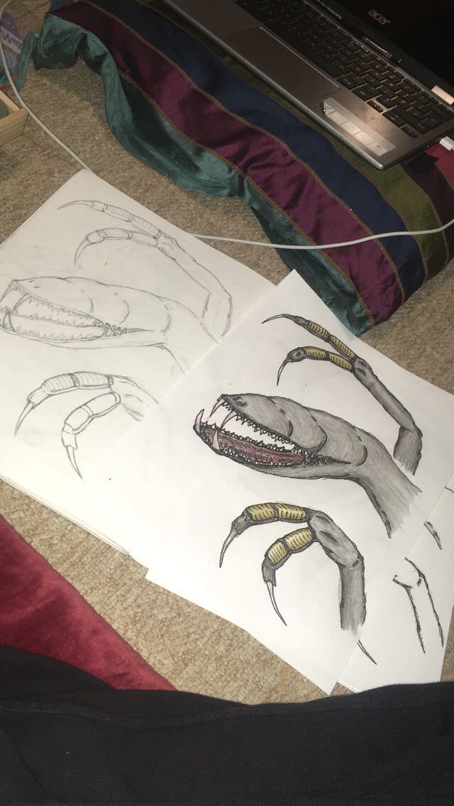 FinlayTofield's tweet image. Spent an hour practising from-scratch mixed media Creature Design today! Was great fun! Will definitely be doing more practise soon! 😁 #creaturedesign