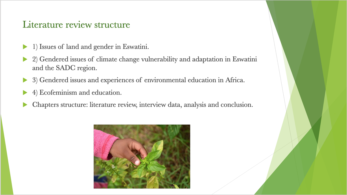 Georgina_KateA's tweet photo. A few slides on my #dissertation research into #gender considerations for #education in the context of #climatecrisis...  Looking forward to presenting my research as a competitor in the @IdspIoe Competition on Thursday! #IDSP20C @IOE_London #wishmeluck #eswatini #permaculture https://t.co/5KuFPpgIMa