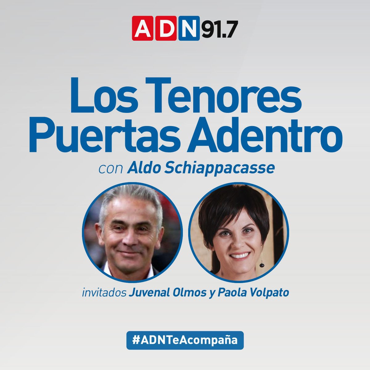 ¡Imperdible! En un nuevo capítulo de #LosTenoresPuertasAdentro, <a href="/AldoRomuloS/">Aldo R.</a> conversará con el extécnico de la "Roja" Juvenal Olmos y la actriz Paola Volpato. ¡Desde las 20:00 horas por las señales de ADN! bit.ly/1QSpTsk