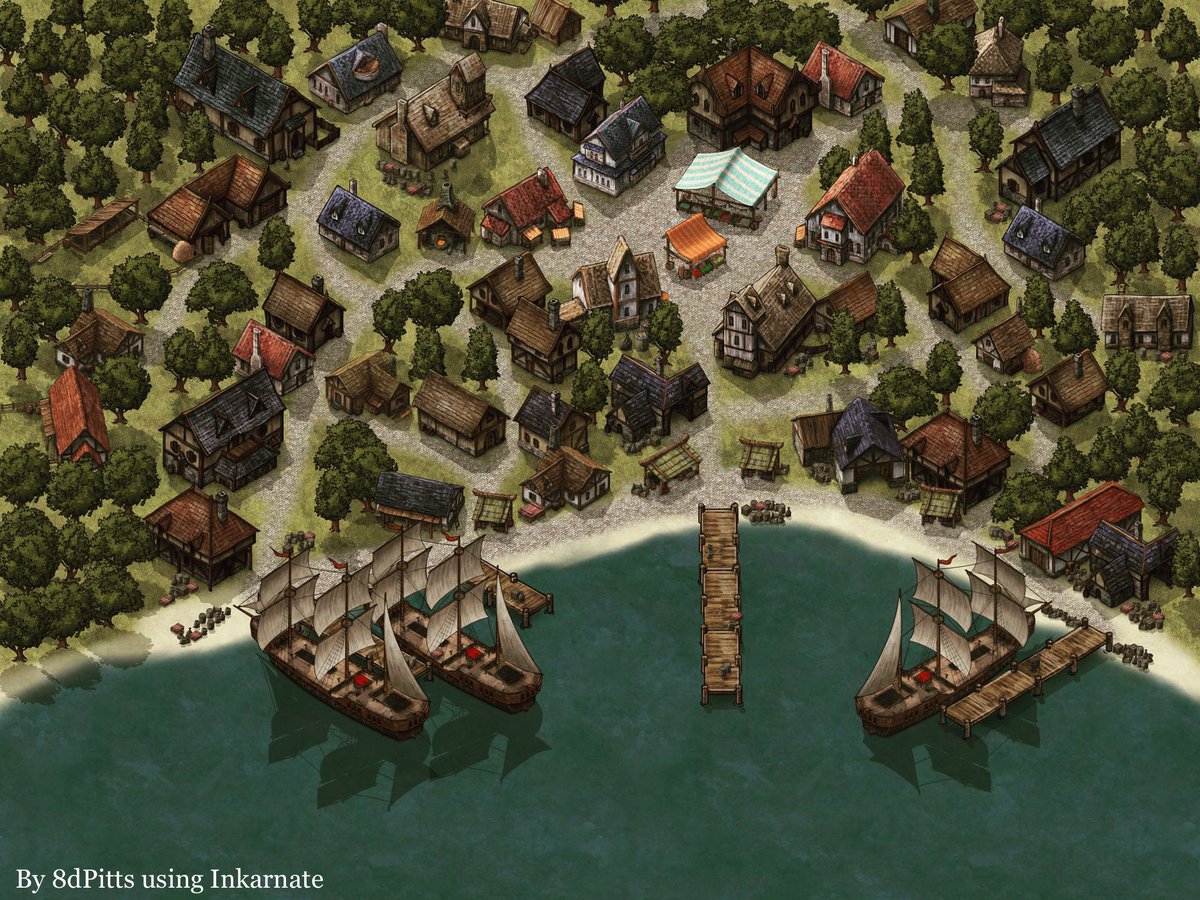 8dpitts's tweet photo. Remember that Water Genasi siblings game I’m running now? This is the starting port town, Ordranis, made with #inkarnate! #dnd #ttrpg #dndmap #familydnd #dmstuff https://t.co/BRz6igu0i9